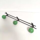 Coat rack hooks balls green wood