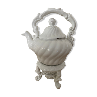 Théière porcelaine sur socle réchaud
