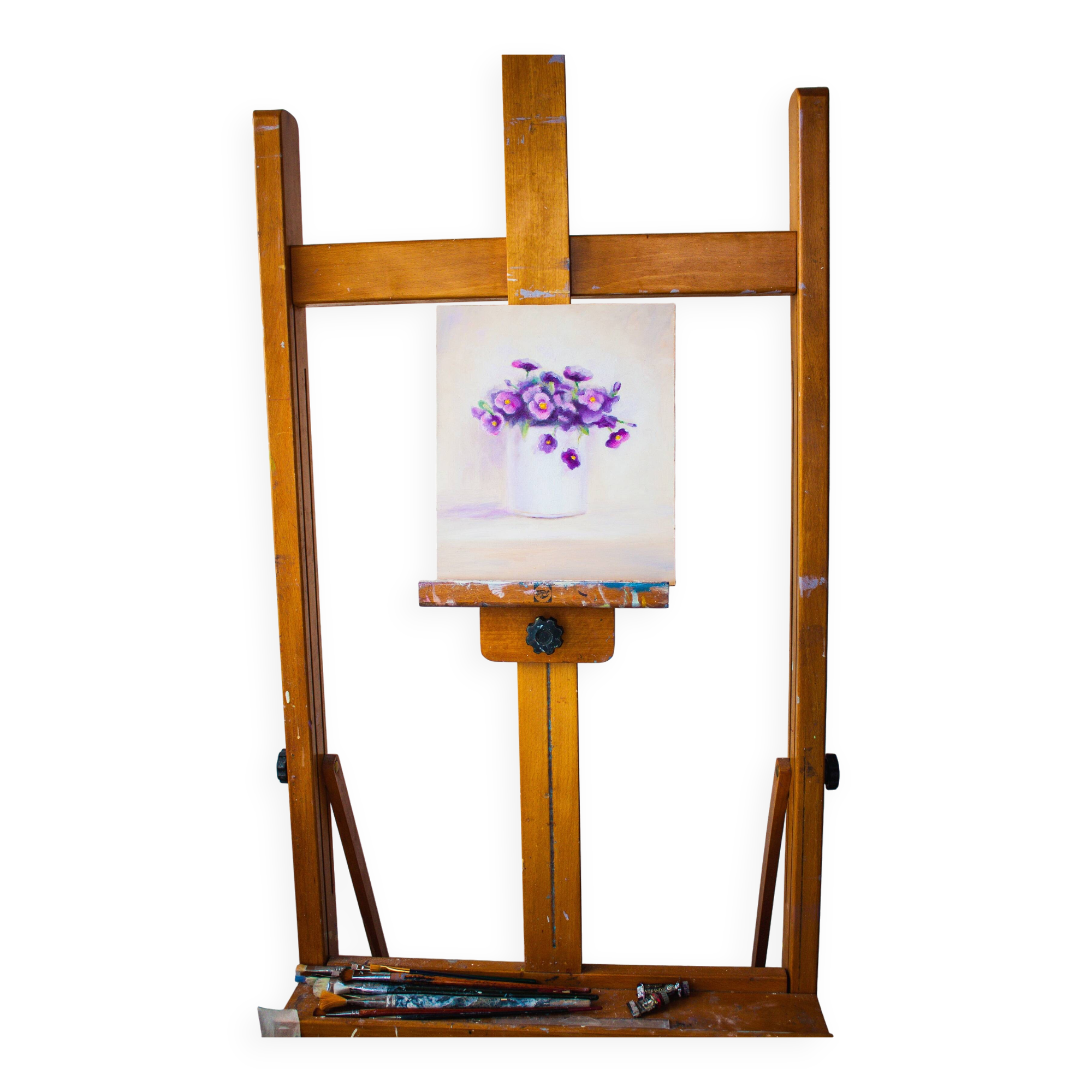 Cuadro al oleo de flores. Flores al oleo.