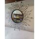 Sun mirror iron beveled mirror and diamond cabochons