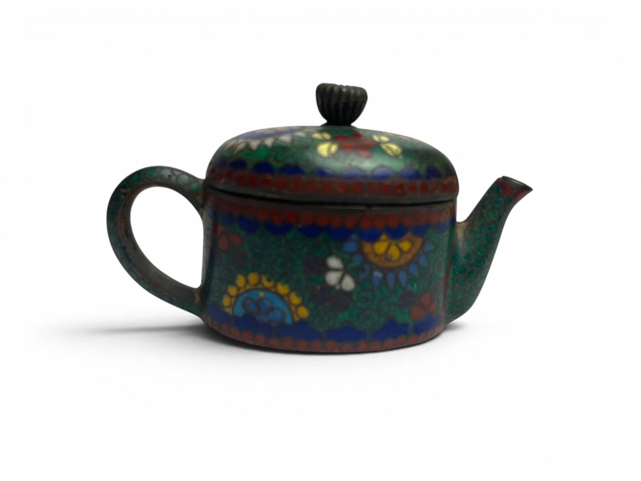 China, small cloisonné bronze teapot early 20th century
