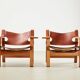 Borge Mogensen Pair of Spanish Chairs model 2226 for Fredericia Denmark 1958