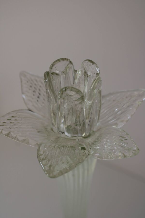 Grand bougeoir Murano transparent ancien