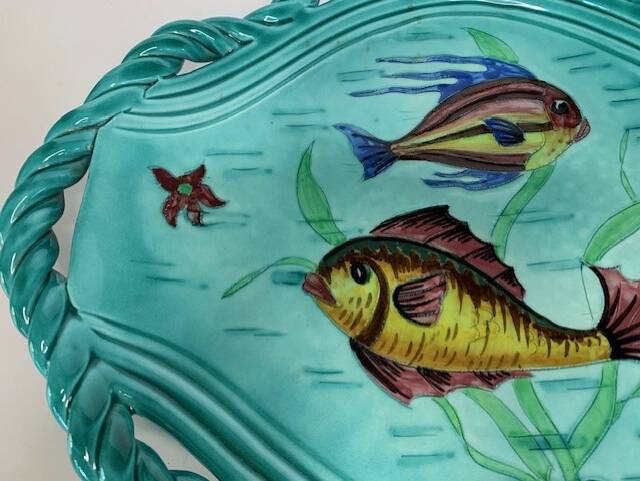 Large ceramic cut dish Monaco Cerart fish