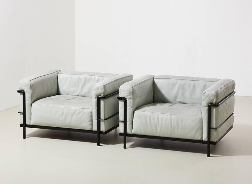 Le Corbusier Pair of LC3 Lounge Chairs for Cassina 1927/1970s