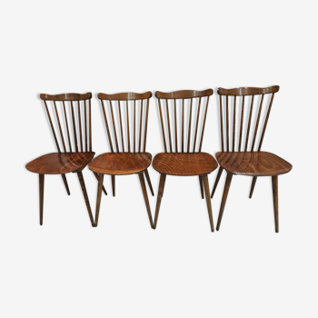 Suite de 4 chaises de Bistrot Baumann Modèle Menuet  vintage 1980