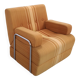 1970s retractable lounge chair in brown stripes with chrome tube frame.