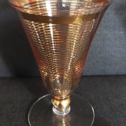 Set of three Hartzviller crystal glasses with golden stripes from the 50s and 60s