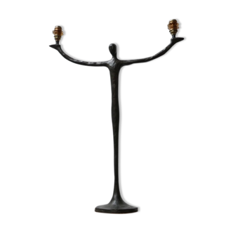 Metal sculptural mid-century table lamp