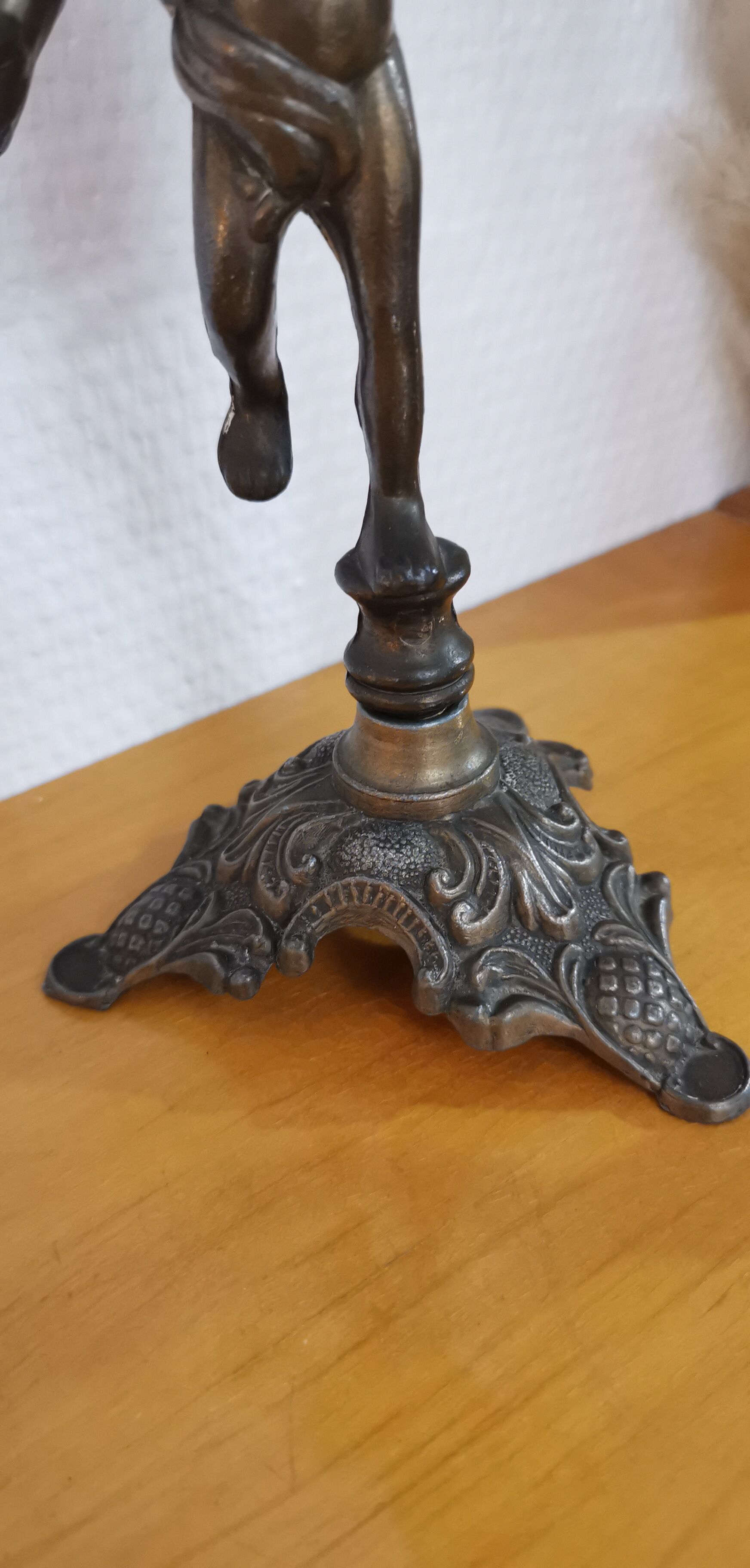 Pair of antique candlesticks in bronze and brass