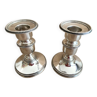 Antique Pair of Solid Silver Toilet Candlesticks with Minerva Hallmark