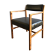 Chair in light teak and black skaï from the 1960s