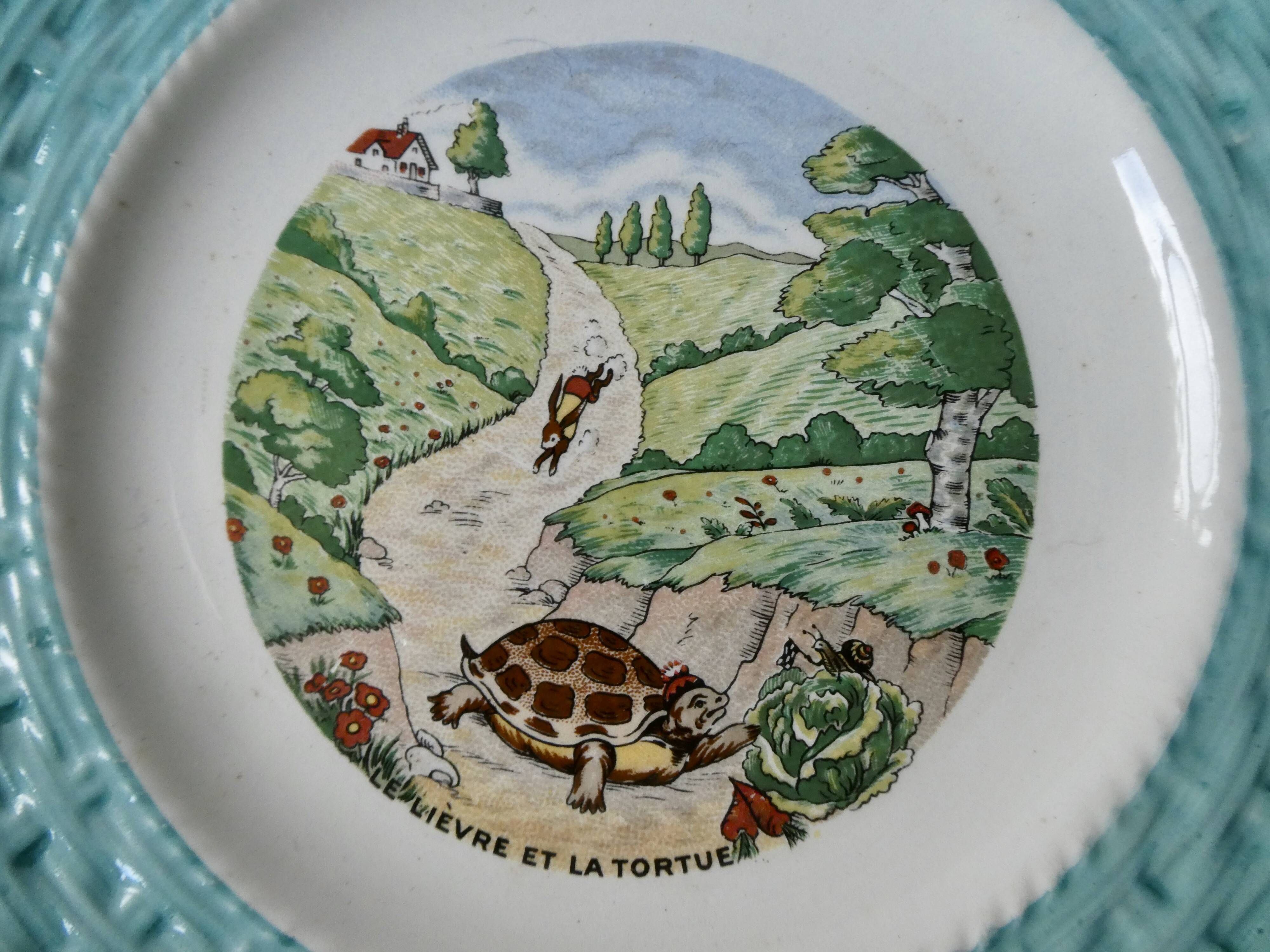 6 dessert plates or starter, the Fables de la Fontaine, vintage