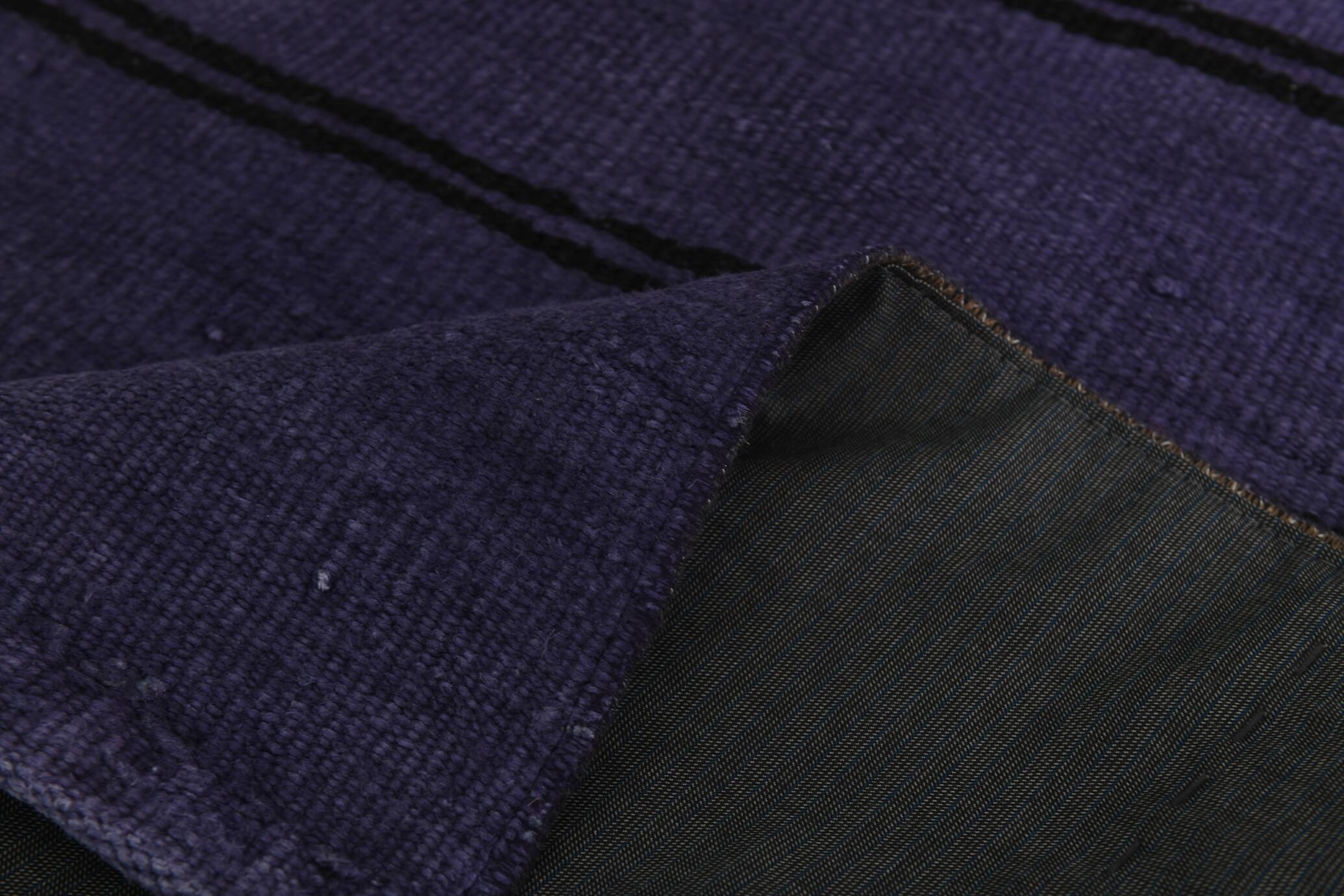 Purple Black Turkish Vintage Runner Rug, 74x346Cm