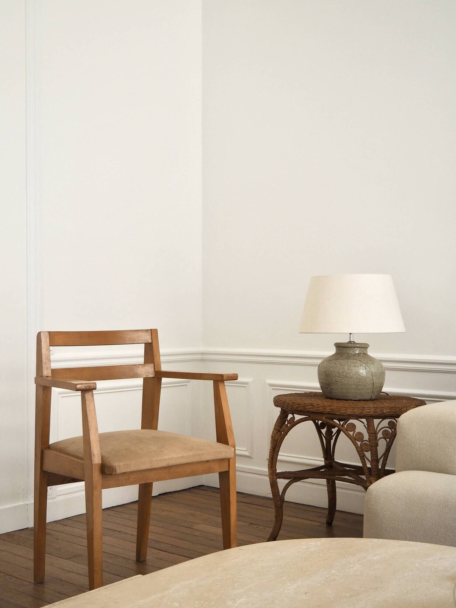 Mid-century armchair in blonde beech