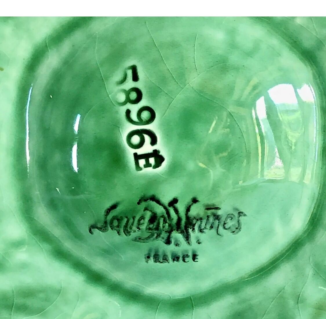 7 old oyster plates Sarreguemines green slurry