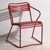 Anciennes chaises de jardin rouges (c.1920). Ensemble de 4 pièces #37