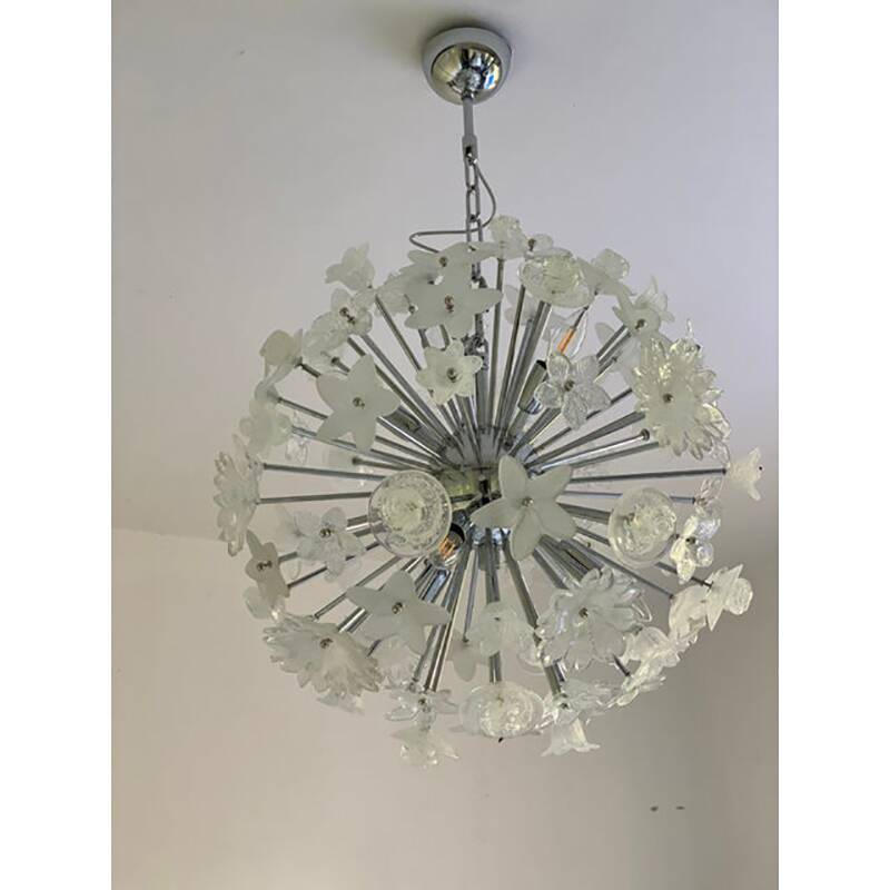 Contemporary "Bouquet" Flowers Murano Glass Sputnik Chandelier