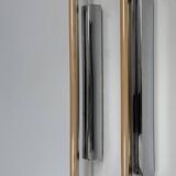 Pair of XL vintage wall lights, chrome metal and transparent ABS, Italy, 1980.