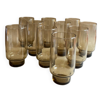 Set of 10 designer smoked glasses 1970