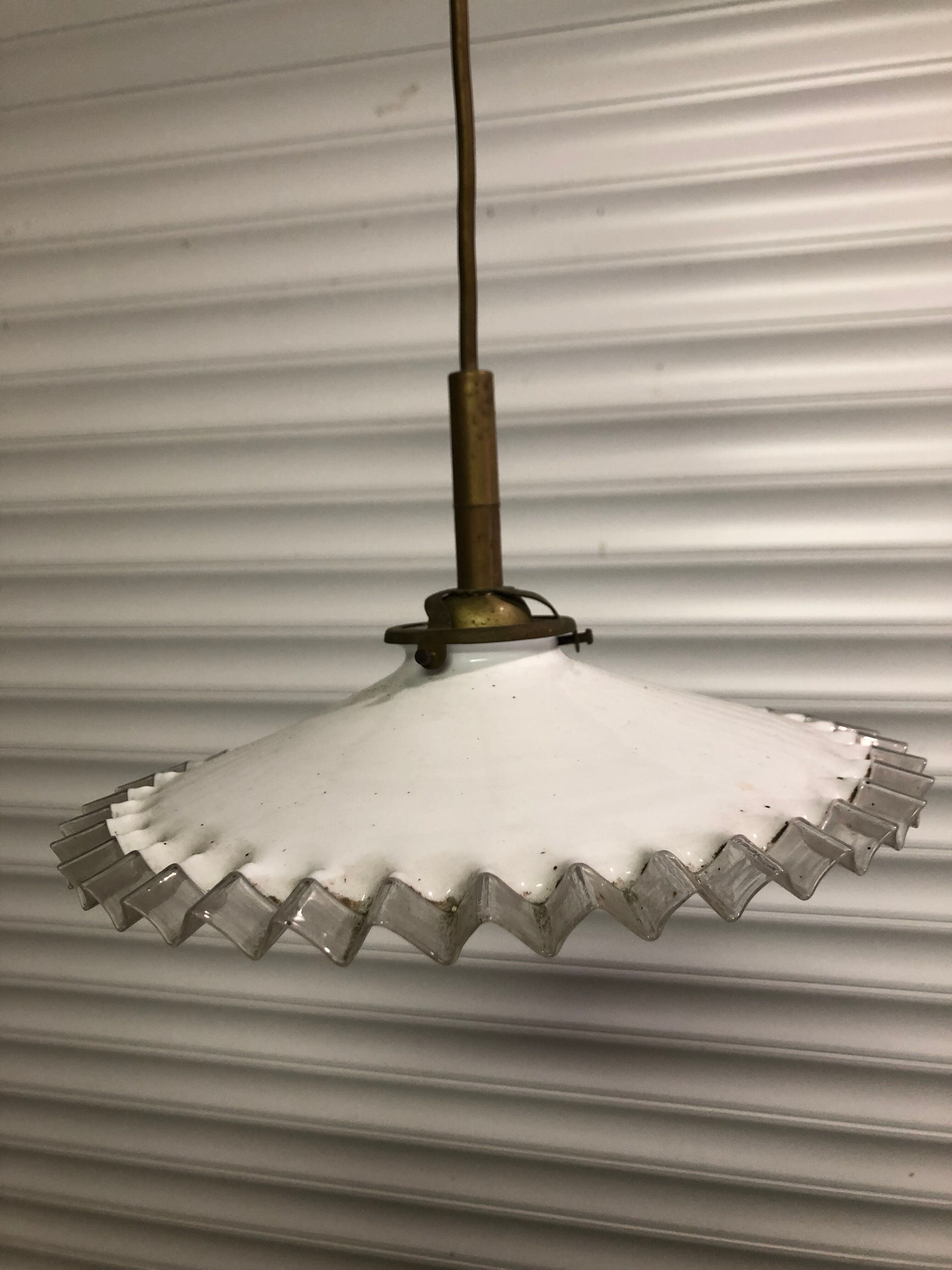 Brass and opaline pendant lamp