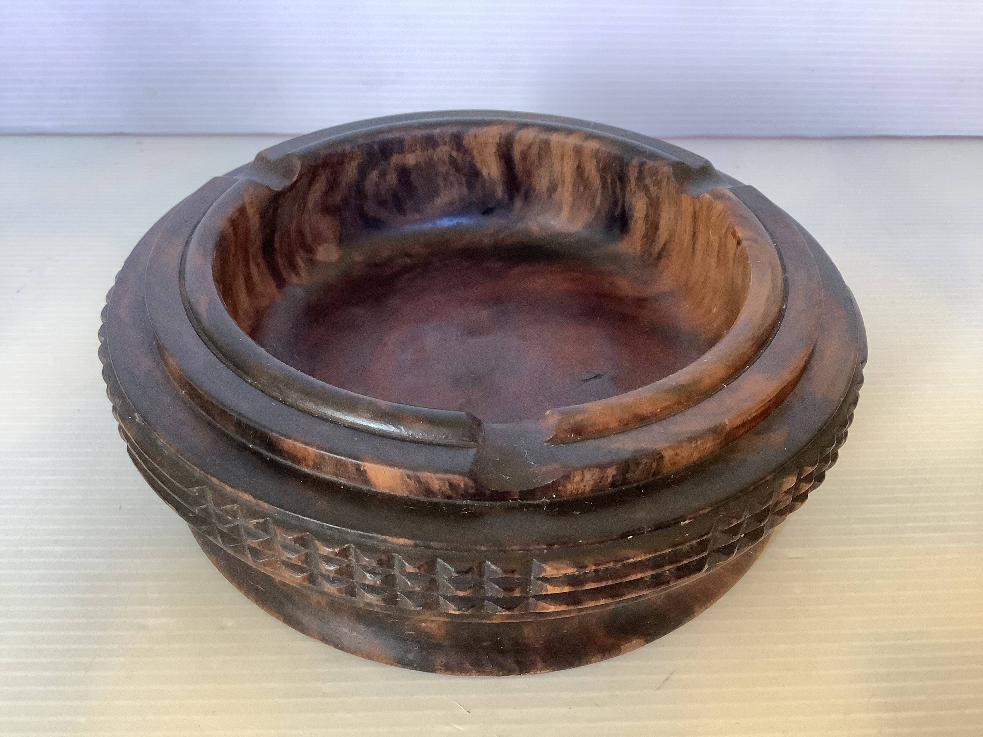 Large empty pocket ashtray in solid wood