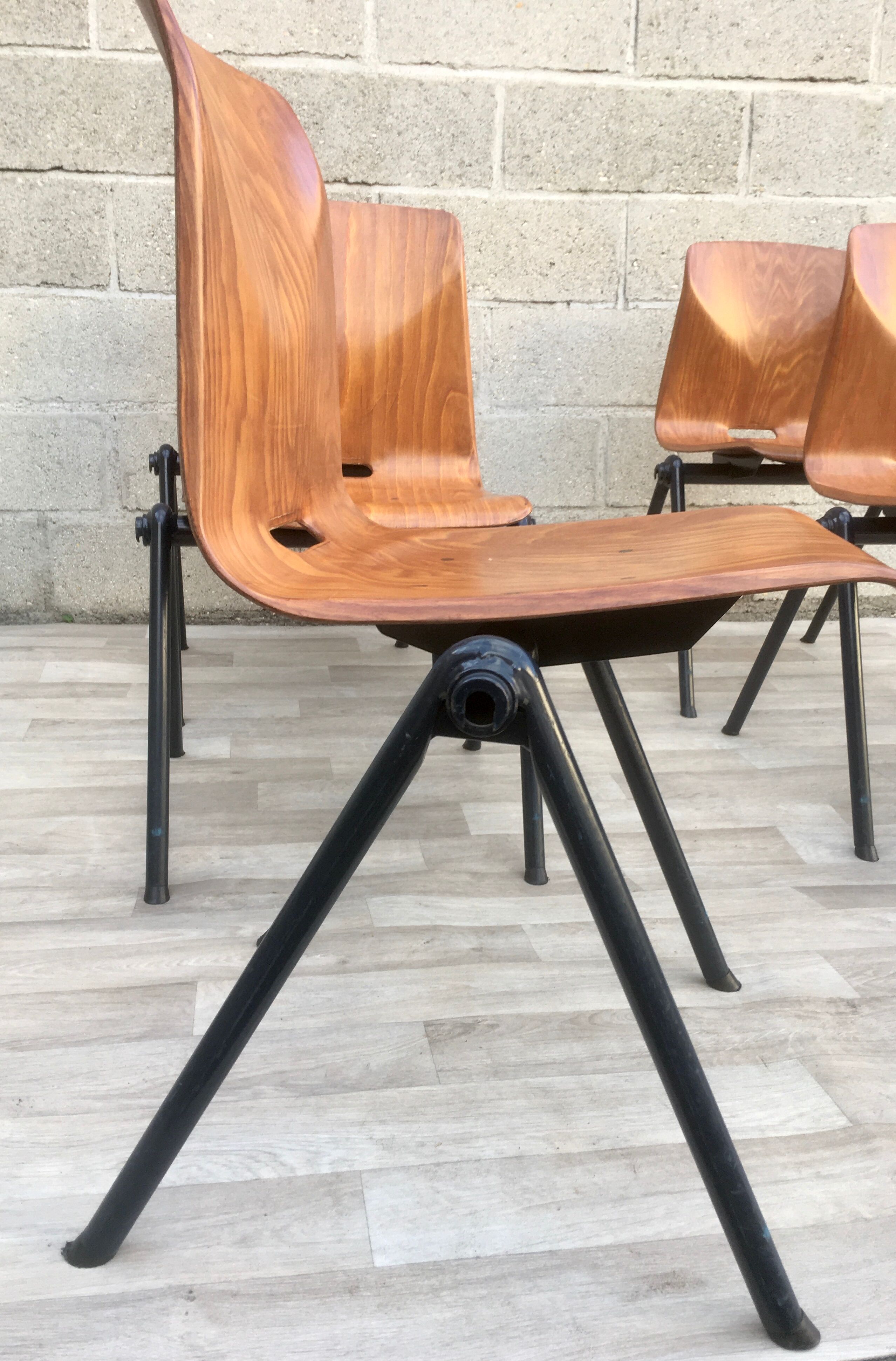 Set of 6 Galvanitas S30 industrial chairs