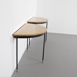 Pair of Italian Sunburst Veneered Consoles / Side Tables, 1960s