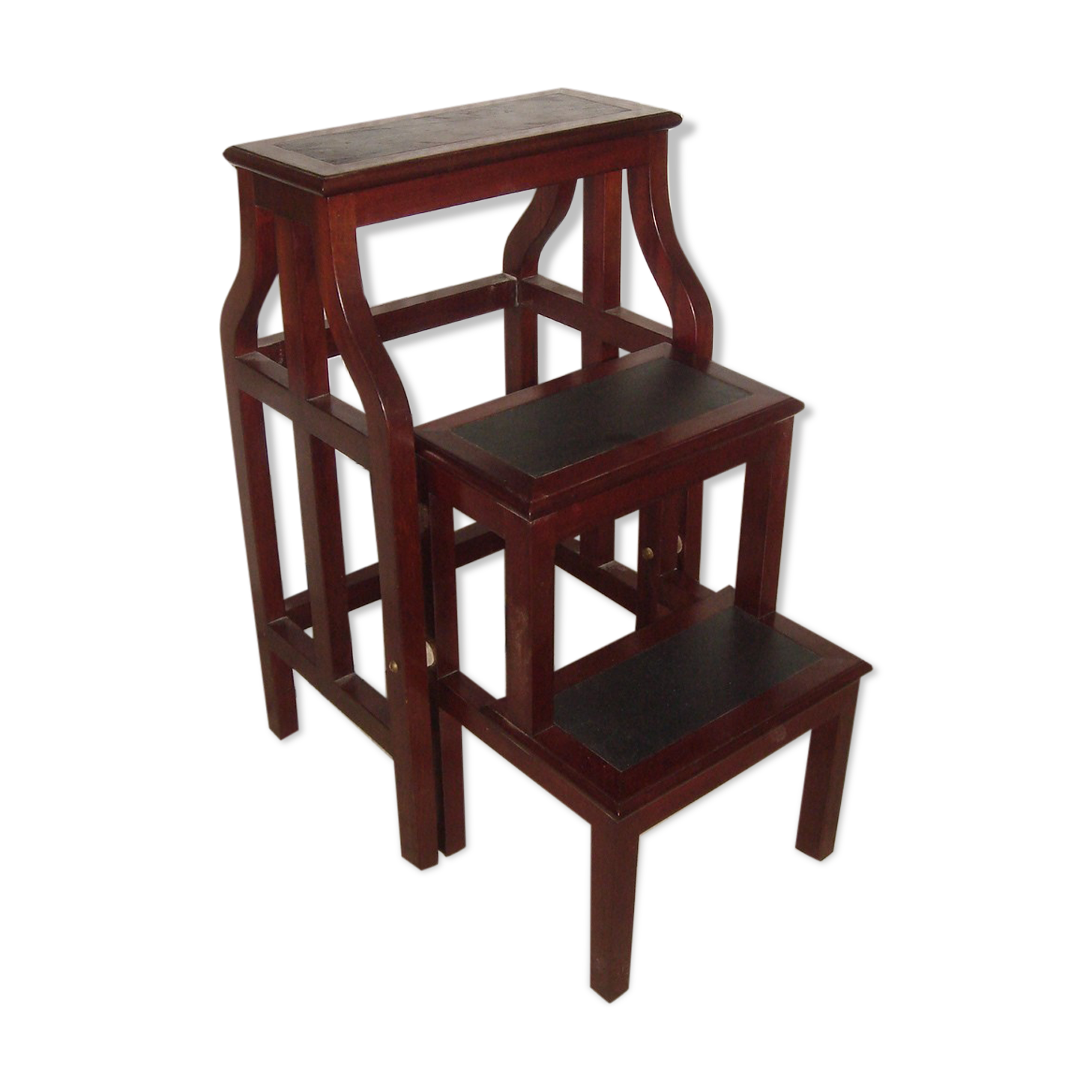 Librarian's stepladder (mahogany - leather)
