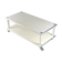Table basse en acier laqué "crème", double plateaux, France, circa 1970
