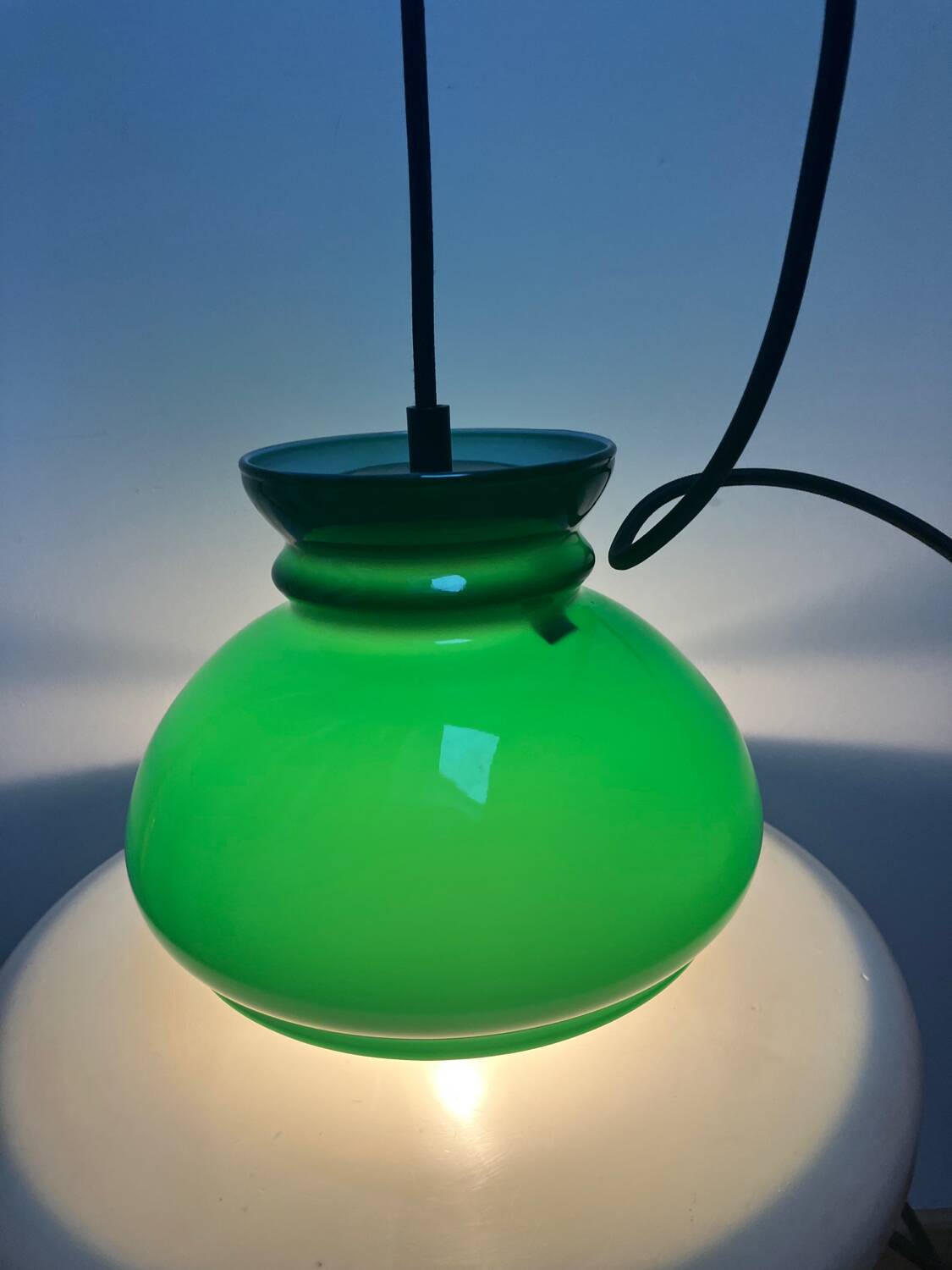 Vintage green opaline portable lamp