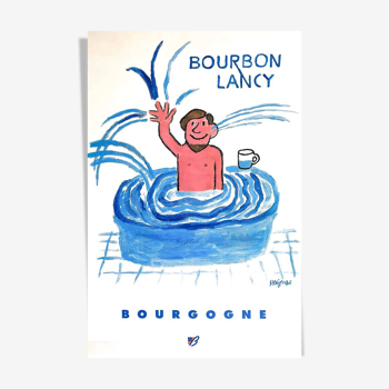 Affiche original Bourgogne Bourbon Lancy par Raymond Savignac 1997 - Grand Format - On linen