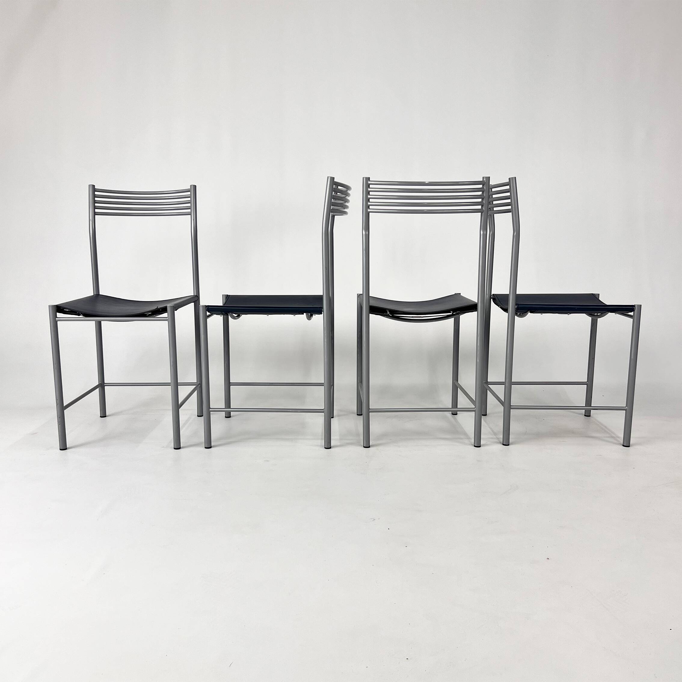 Set of 4 Postmodern Italian Dining Chairs, 1980s
