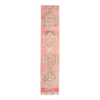 Red & Brown Classic Vintage Persian Runner Rug, 84x410Cm