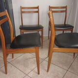 4 Scandinavian chairs teak and skai 1960