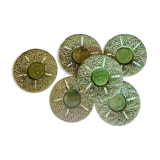 Set of 6 small cabbage barbotine plates