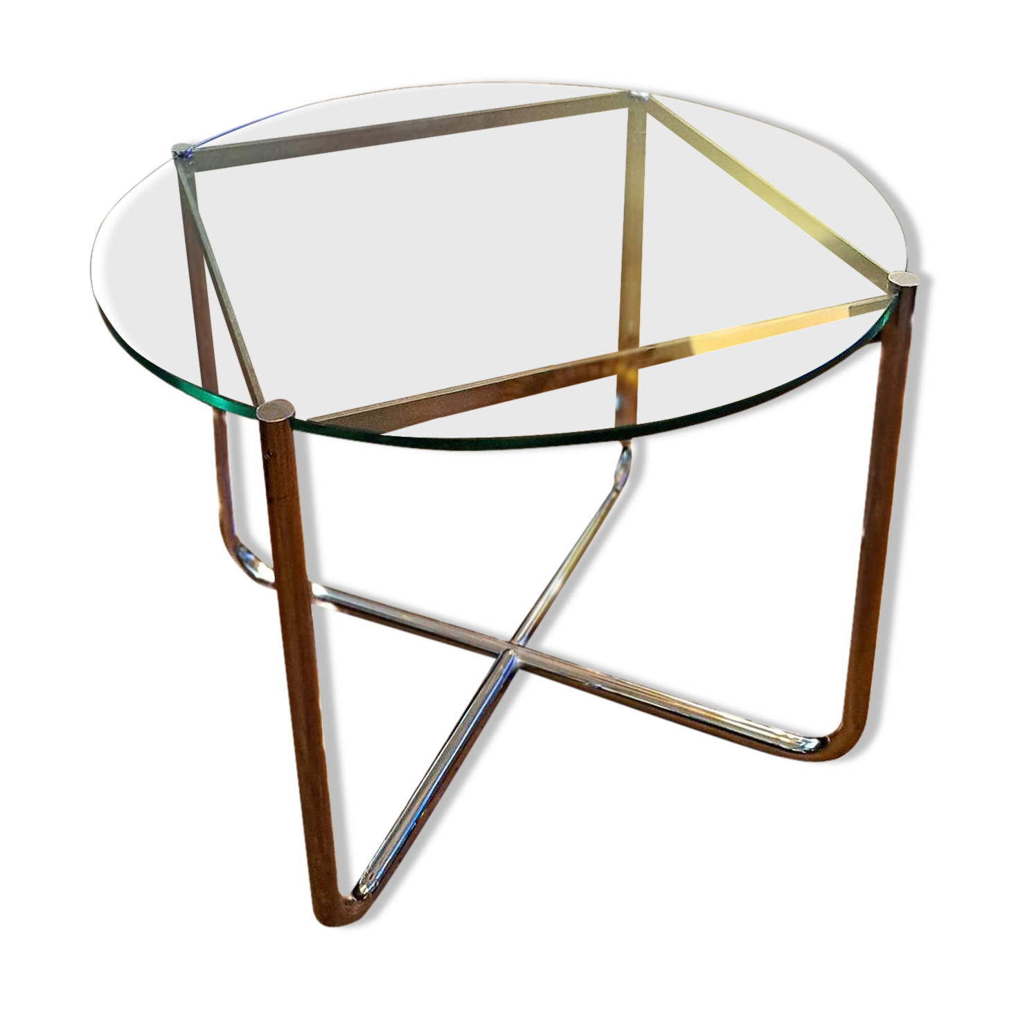Van Der Rohe Italy Bauhaus' MR coffee table, occasional glass/chromed steel