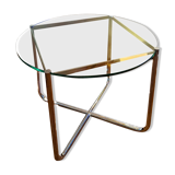 Van Der Rohe Italy Bauhaus' MR coffee table, occasional glass/chromed steel
