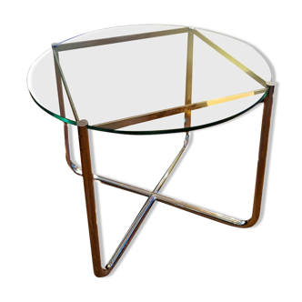 Van Der Rohe Italie Bauhaus' Table MR basse, d'appoint verre/acier chromé