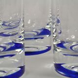 5 glasses with vintage blue decoration in glass by Murano by Nason and Moretti