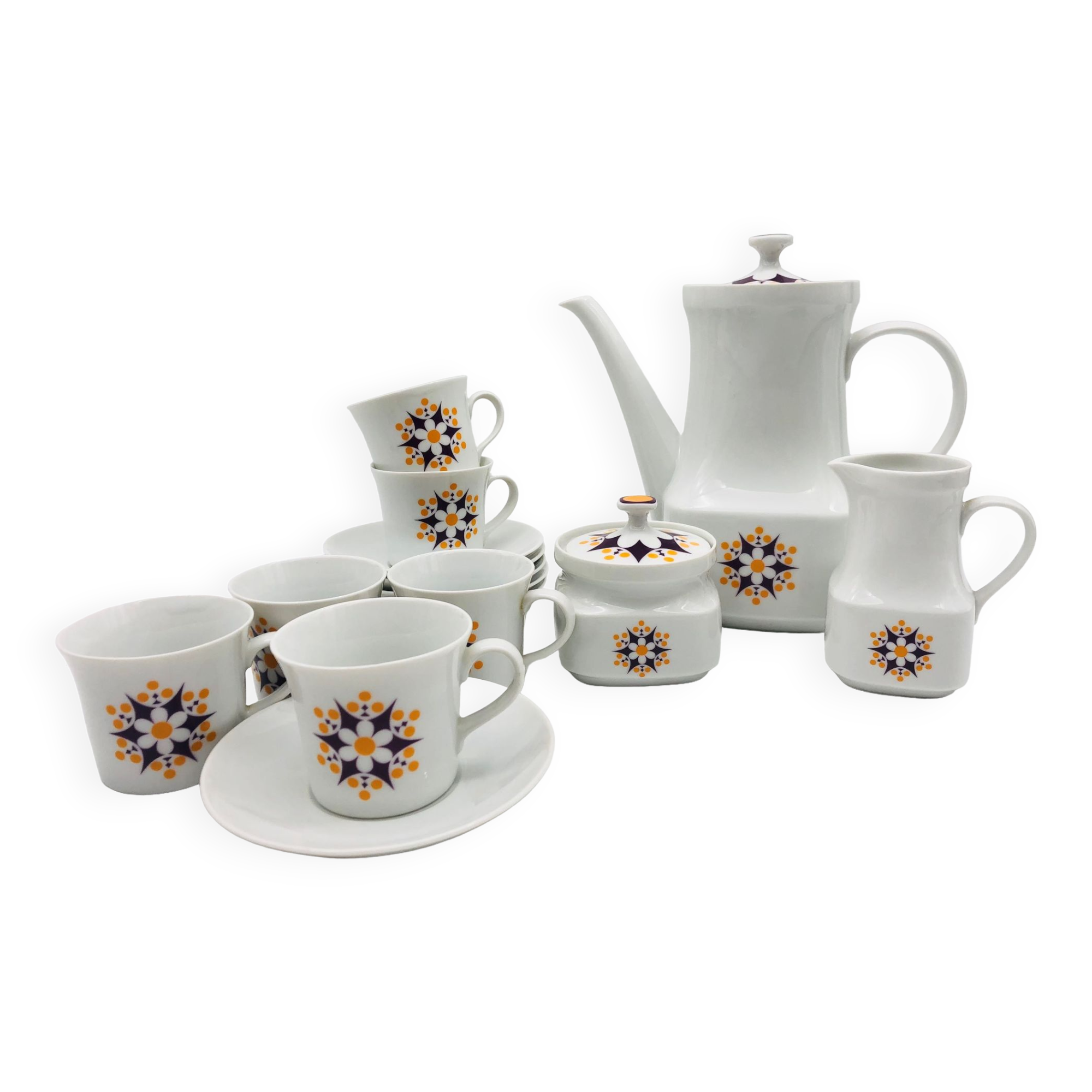 Sucrier En Porcelaine Avec Cuillère - Collection Happy Country, Motifs Floraux Colorés | Dimensions 10.5 Cm De Diamètre, 10 Cm De Haut