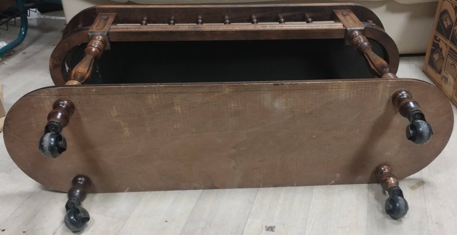 Solid wood planter with two trays on wheels