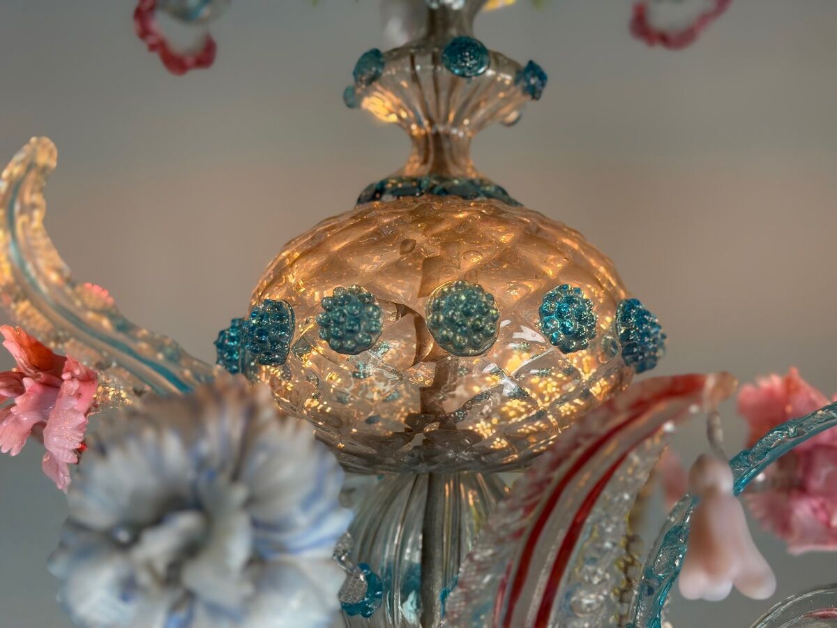 Lustre vénitien en verre de Murano multicolore, vers 1880