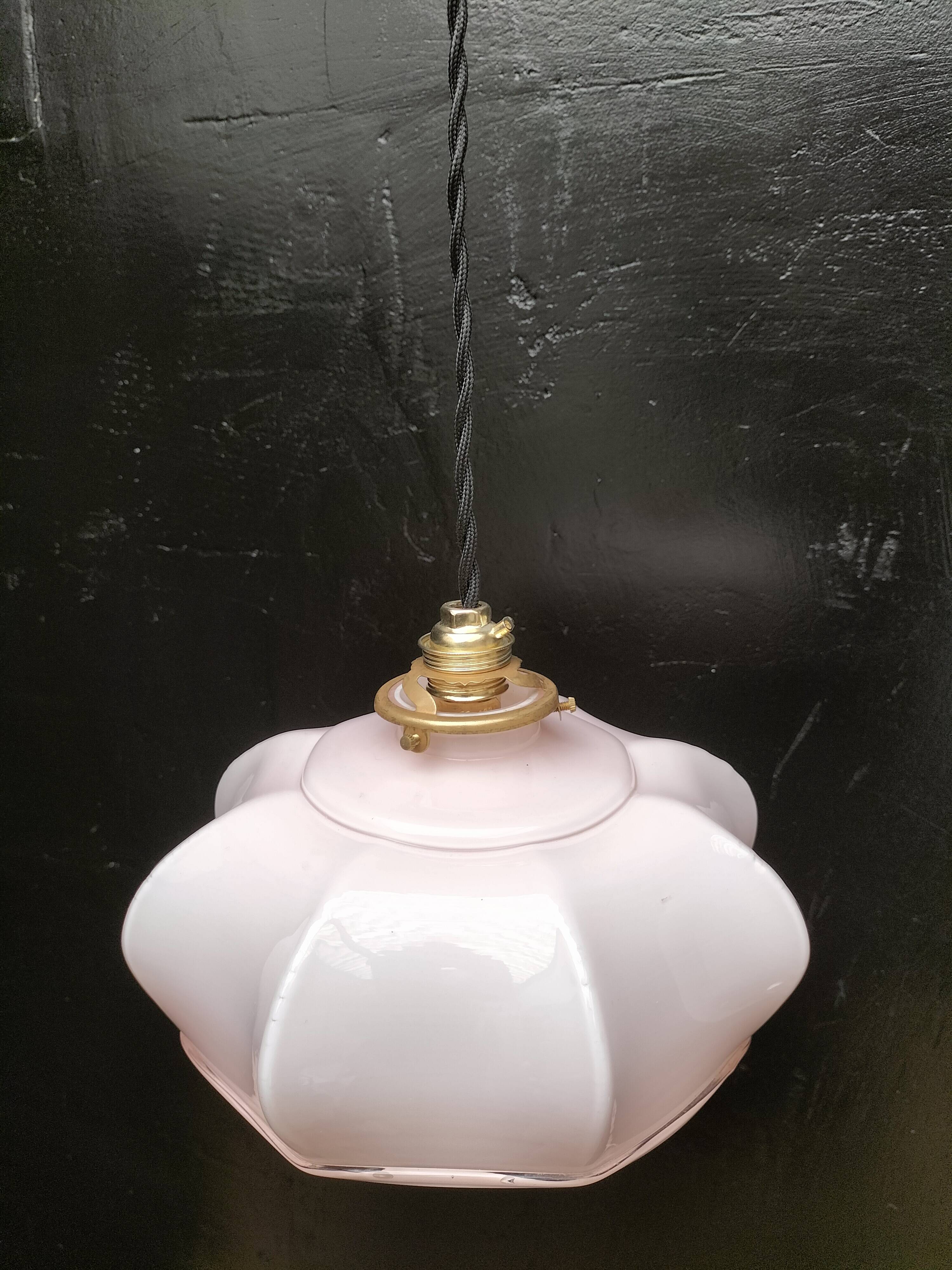 Pink opaline pendant light