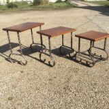Pull out oak and iron tables