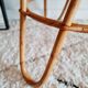 Vintage rattan coffee table round blue top