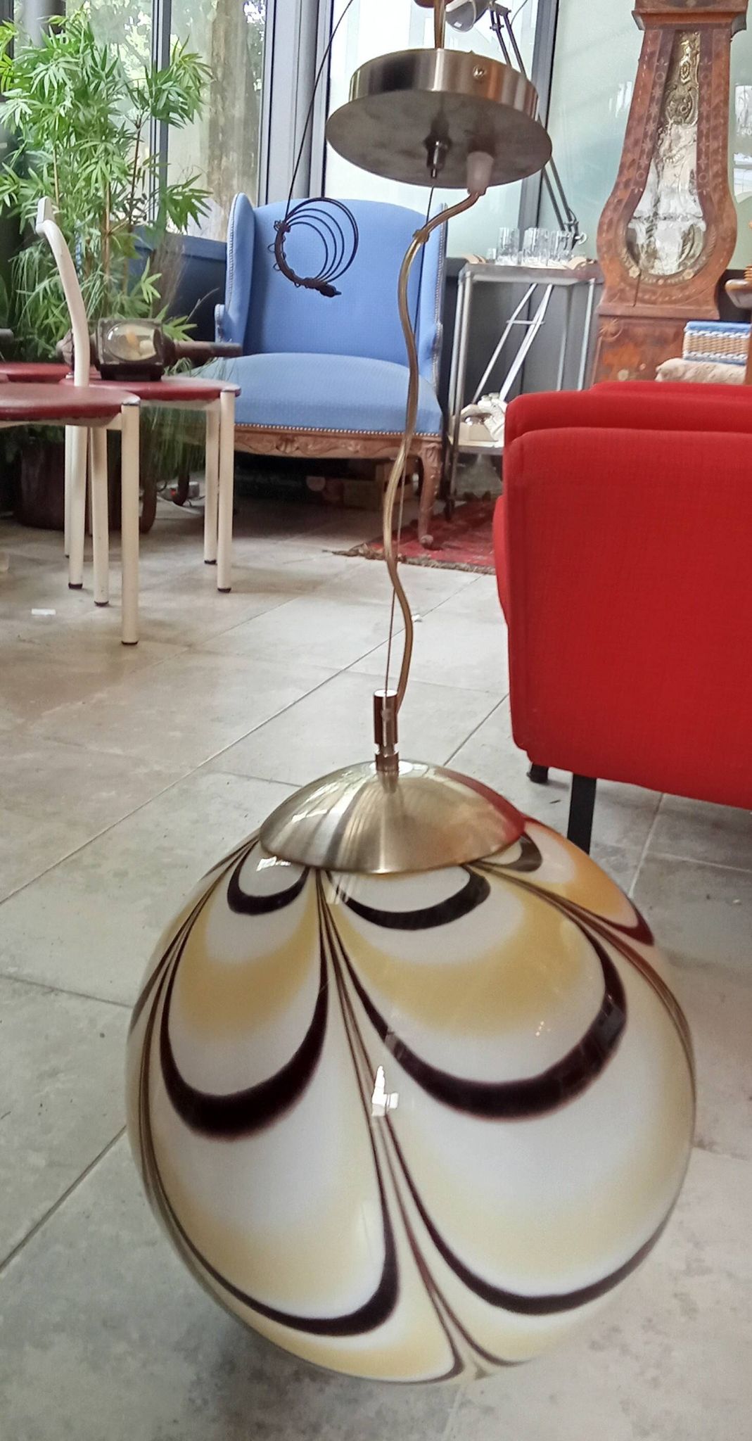 Vintage XXL Egg Ball Pendant Light Murano Glass Design