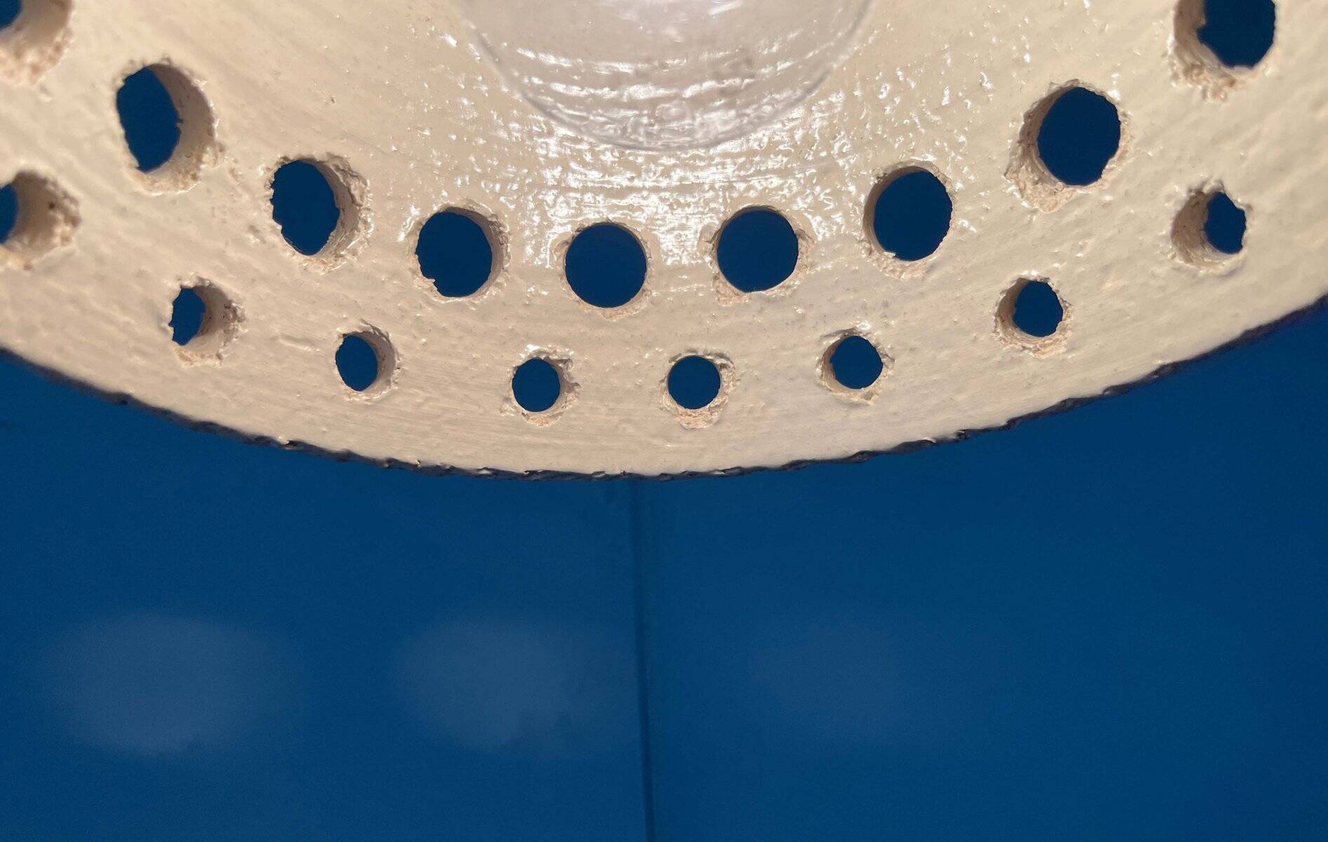 White ceramic pendant lamp in mid-century modern Danish style, 1960s.