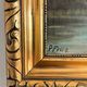 Vintage signed cottage lake landscape oil painting