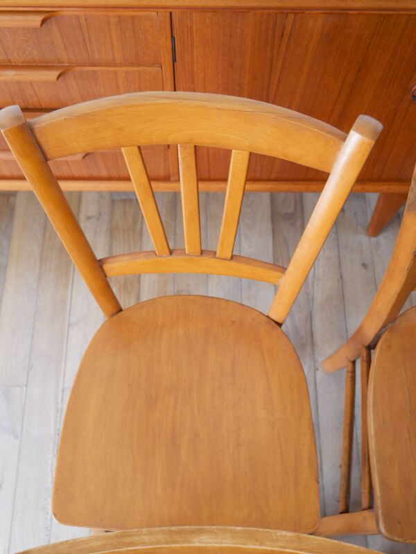 Ensemble de 6 chaises bistrot en bois Luterma 1950